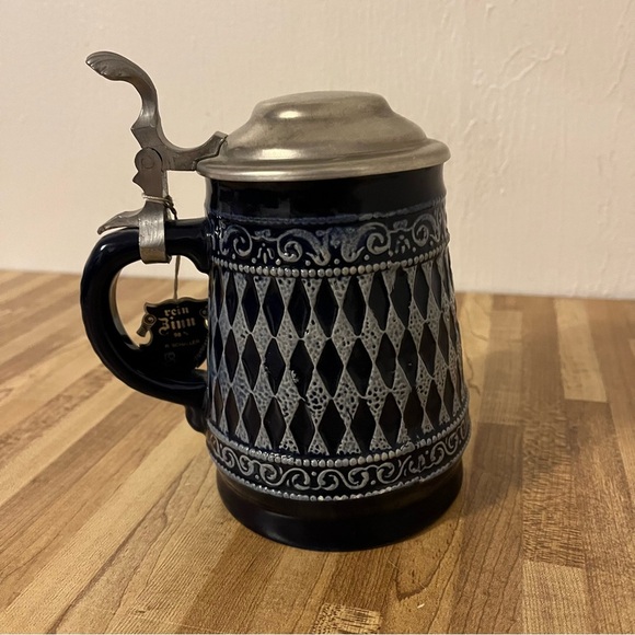 Rein Zinn Blue/white Ceramic Pewter Lid Beer Stein/Barware/Home Decor/Man Cave - Picture 3 of 9